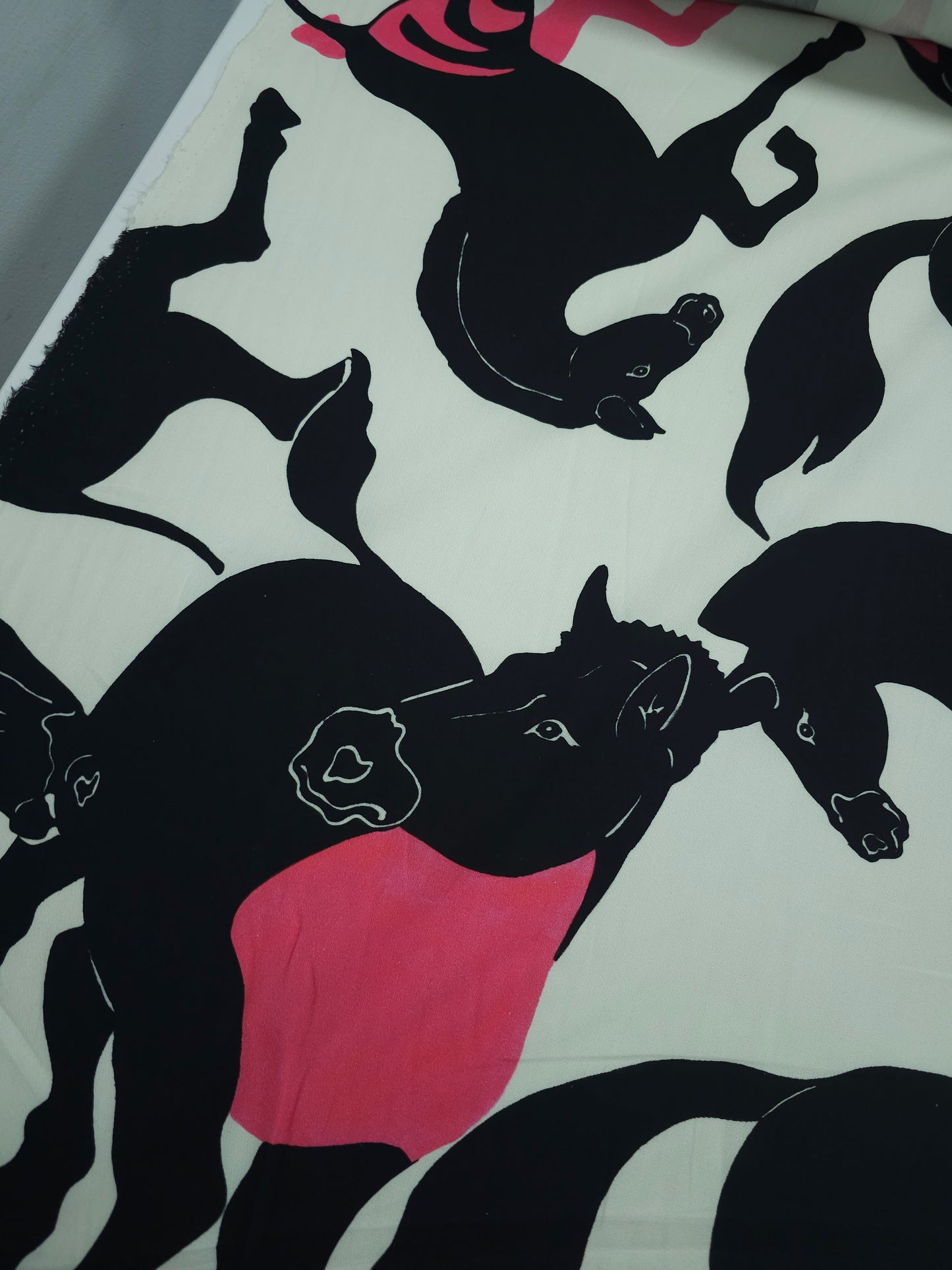 Black/Pink Horses Lightweight Cotton