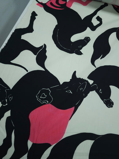 Black/Pink Horses Lightweight Cotton