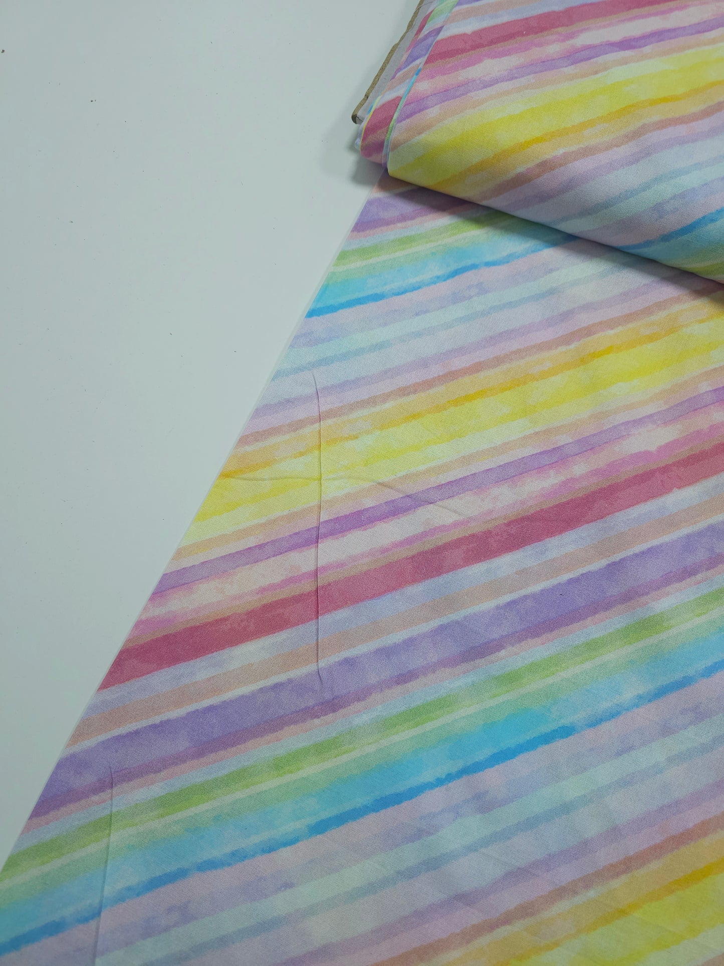 Pastel Rainbow Diagonal Stripe 100% Cotton