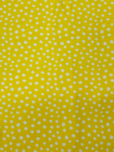 Yellow Mini Irregular Polka 100% Cotton