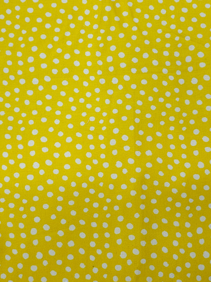 Yellow Mini Irregular Polka 100% Cotton