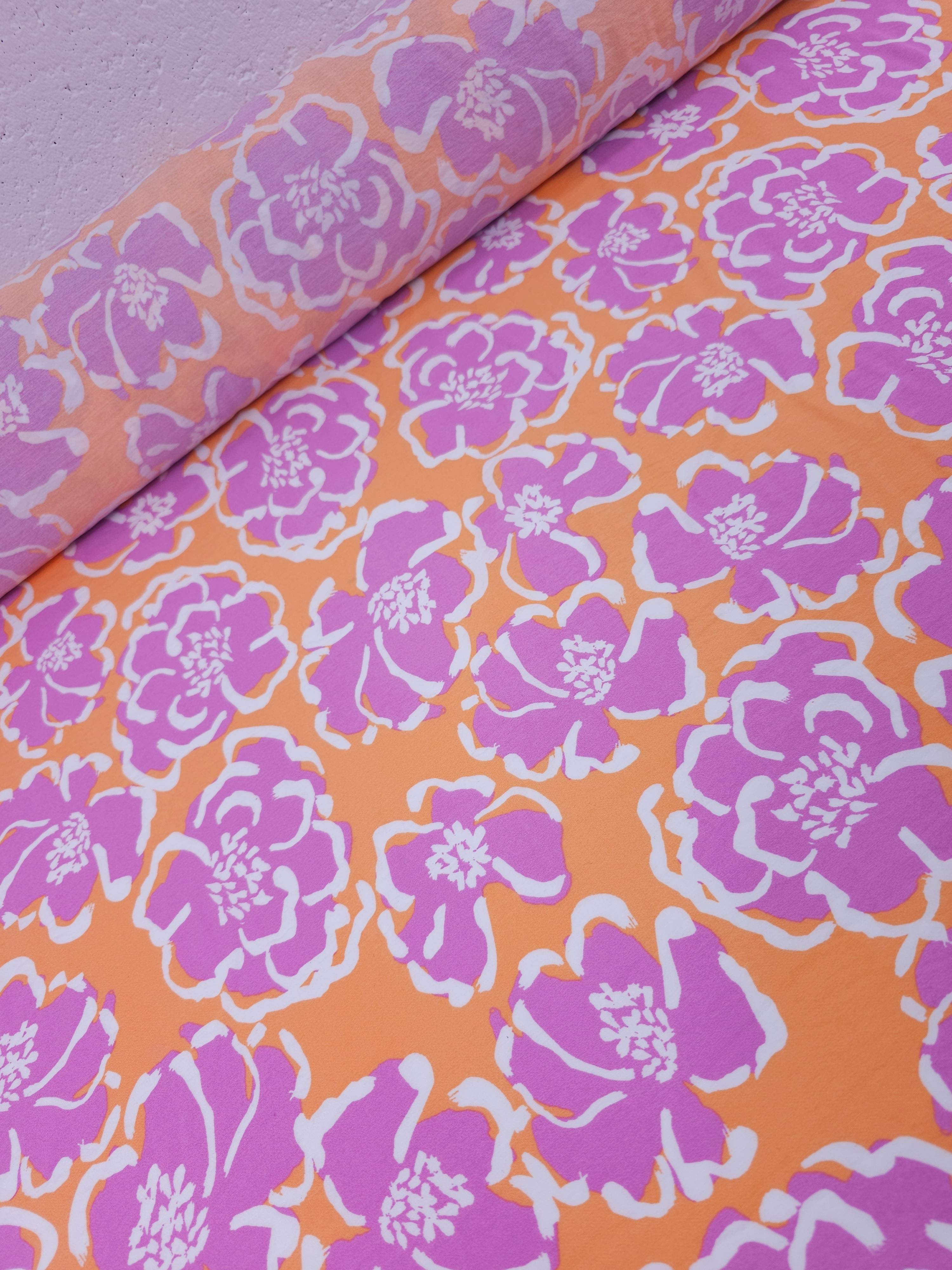 Orange/Purple Floral Modal Viscose *DEFECT*