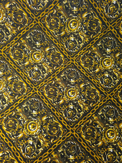 Antique Gold Damask Chain Detail Viscose