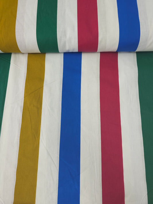 Multicolour Stripe 100% Cotton 98" *DEFECT*