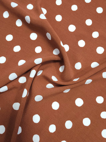 Rust Polka Viscose Crepe