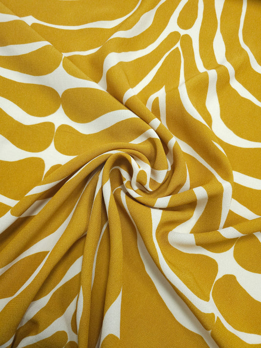 Mustard Abstract Symmetry Viscose Crepe