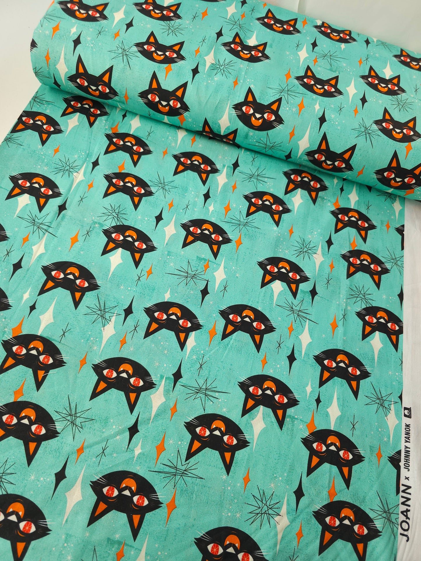 Mint Creeping Cat 100% Cotton - Joann