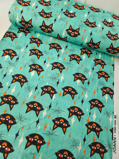 Mint Creeping Cat 100% Cotton - Joann