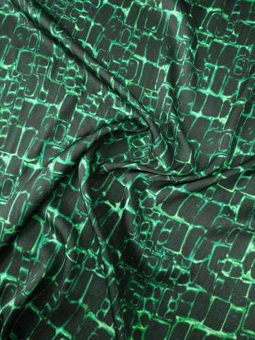 Green/Black Abstract Square Viscose Jersey