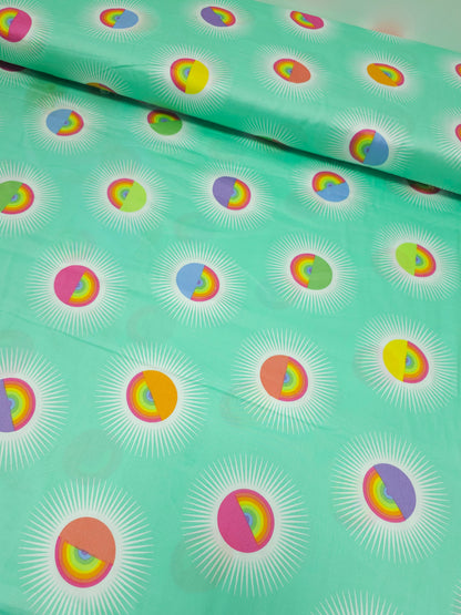 Mint Green Rainbow Daydreamer Cotton Sateen 108" - Tula Pink