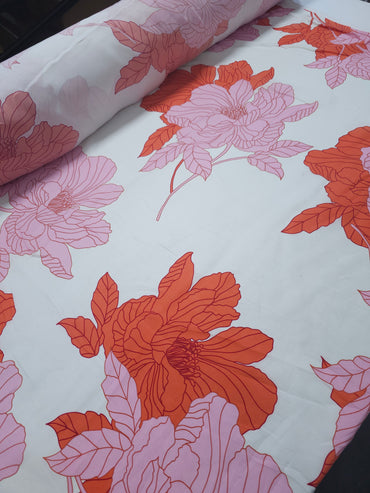 Pink/Orange Large Floral Sandwashed Modal