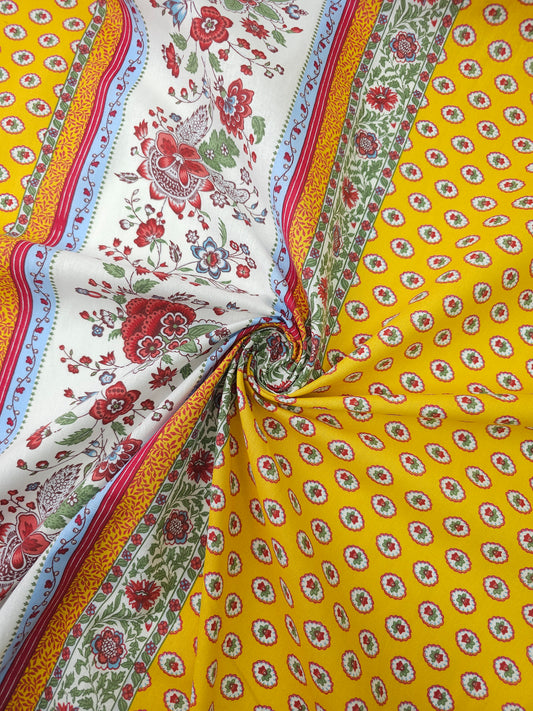 Marigold Vintage Border Tulip Calico Cotton