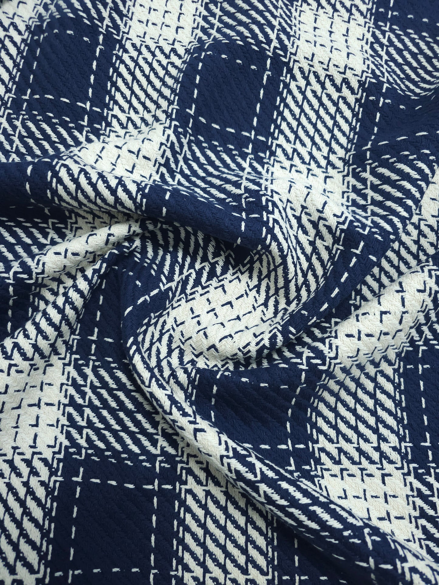 Navy/Ivory Square Check 100% Coating Cotton