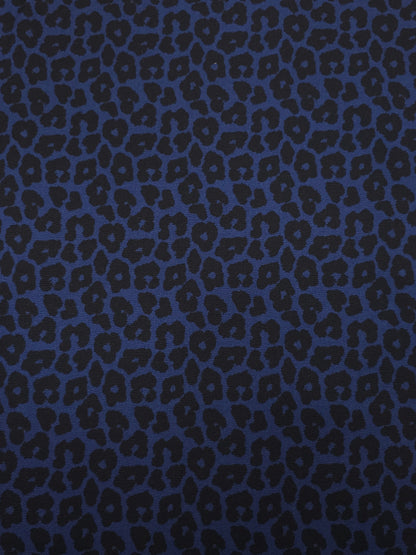 Indigo Navy/Black Leopard Brushed Cotton Twill