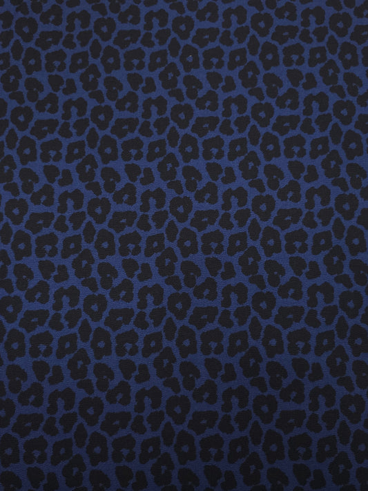 Indigo Navy/Black Leopard Brushed Cotton Twill