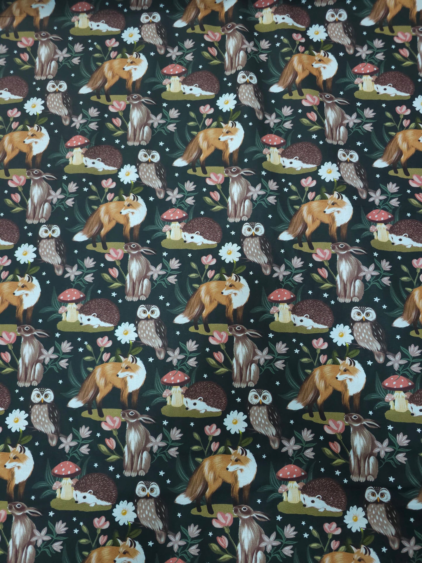 Forest Green Woodland Animal 100% Cotton