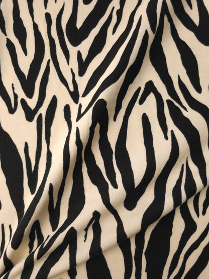 Cream/Black Zebra PolyCotton Velvet