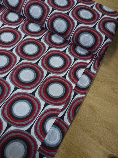 Red/Grey Squircle 100% Cotton 108"