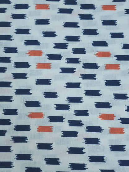 Navy/Orange Irregular Track 100% Cotton 110"