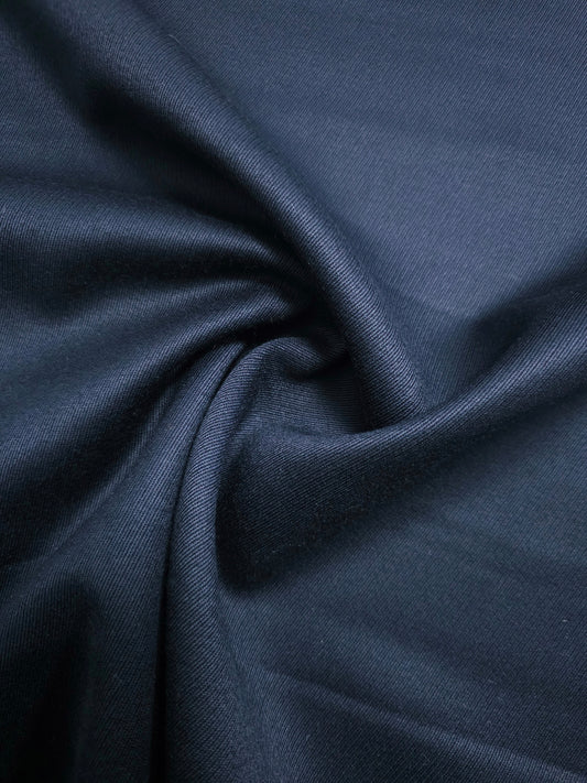 Navy Twill Dutchess Satin Wool Suiting