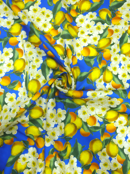 Blue Lemon Floral Cotton Sateen