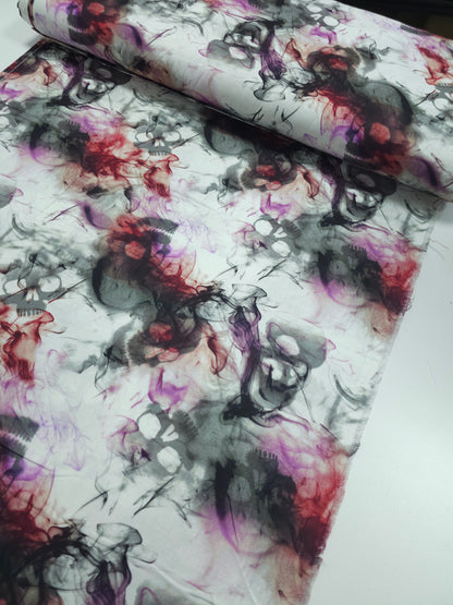 Grey/Wine/Purple Smoky Skull 100% Cotton