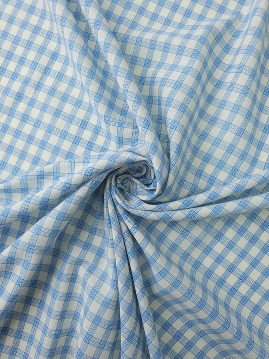 Light Blue/Ivory Tartan 100% Cotton