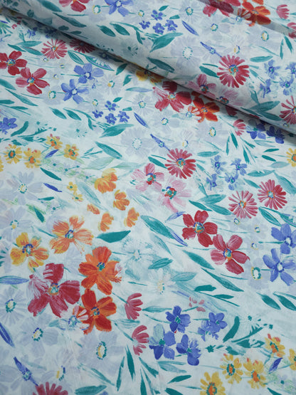 Watercolour Floral Meadow 100% Cotton 110"