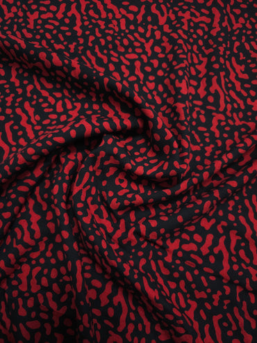 Red/Black Irregular Splodge Viscose Challis