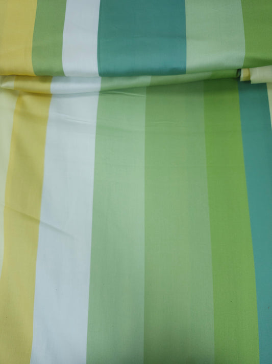 Yellow/Green Irregular Stripe Cotton Sateen