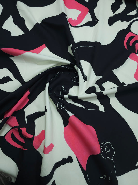 Black/Pink Horses Lightweight Cotton