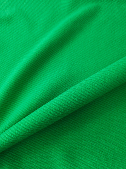 Green Ribbed Knit Look 100% Wool Coating