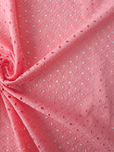 Candy Pink Diamond Petal Web Anglaise Cotton