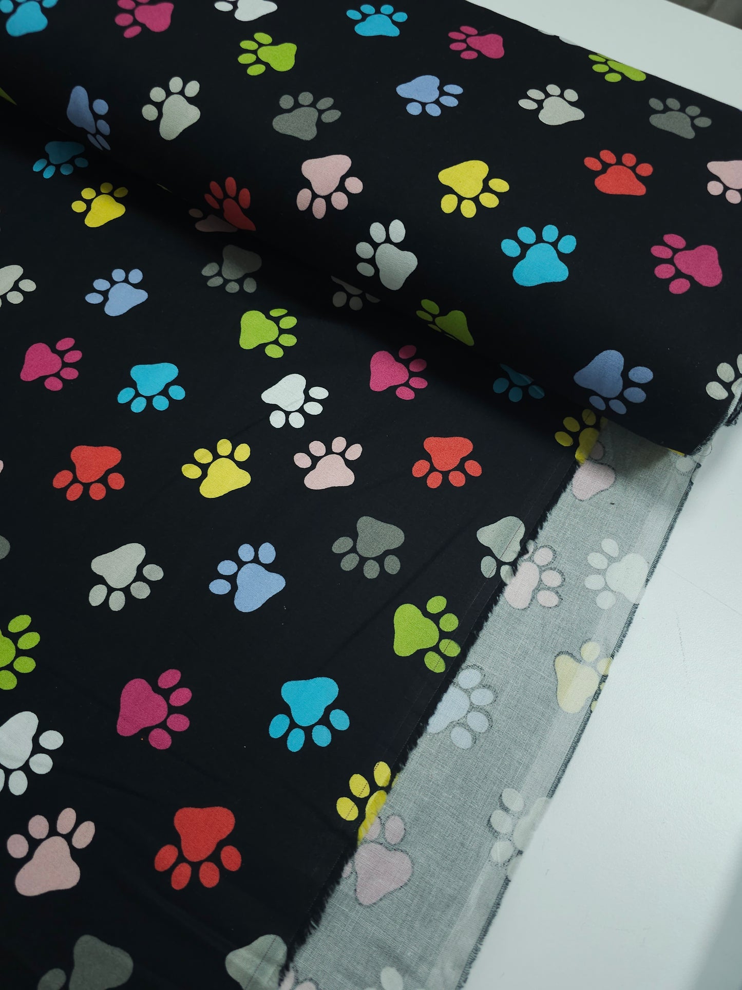 Multicolour Paw Print 100% Cotton