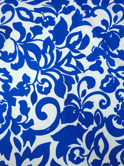 Blue Floral Swirl Cotton Poplin