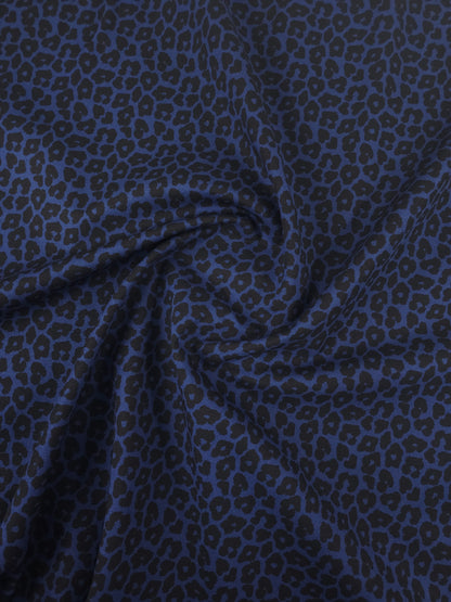 Indigo Navy/Black Leopard Brushed Cotton Twill