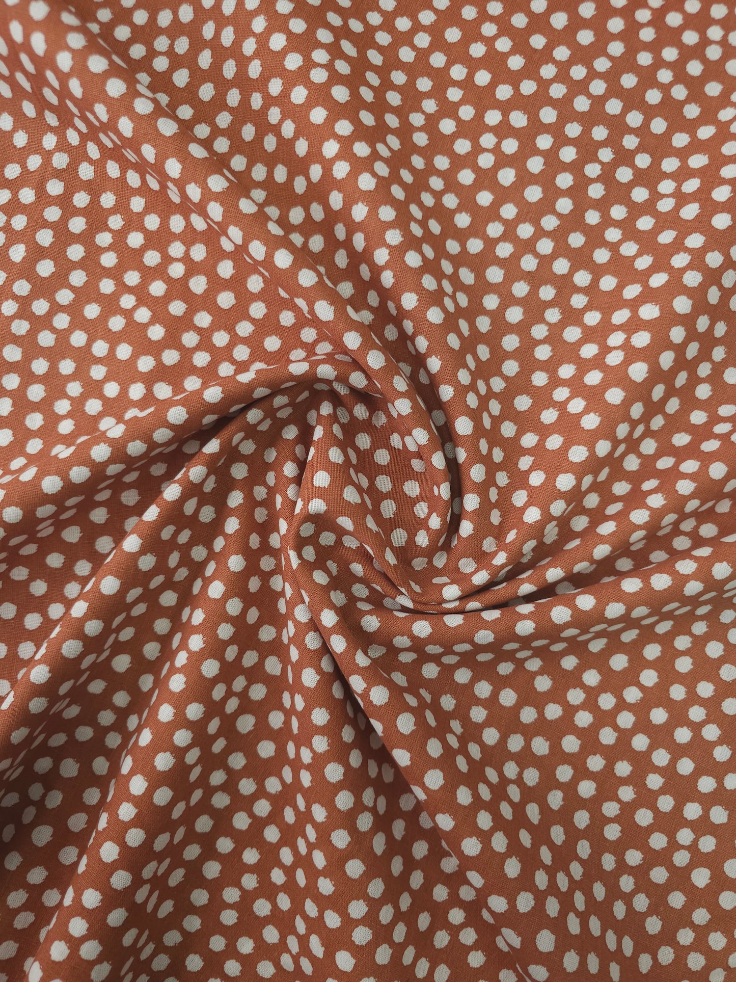 Light Terracotta Irregular Polka Spot 100% Cotton 118"