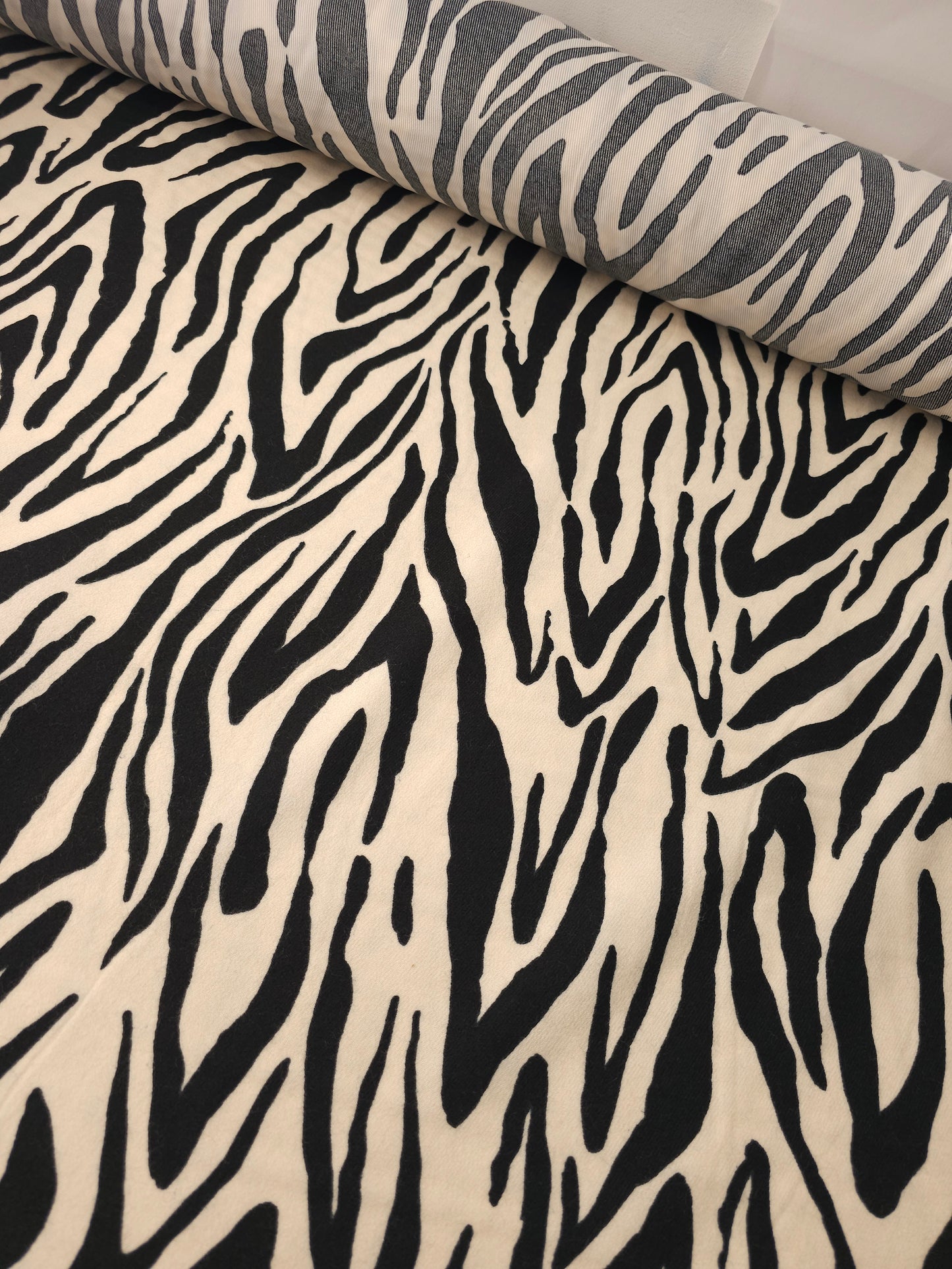 Cream/Black Zebra PolyCotton Velvet