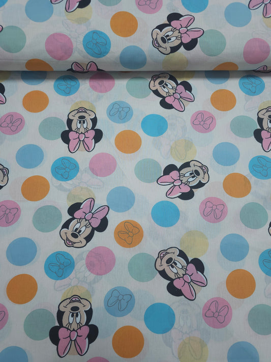 Minnie Mouse Multicolour Polka Spot 100% Cotton 114"