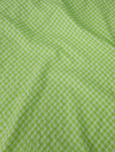 Lime Green Gingham Check PolyCotton