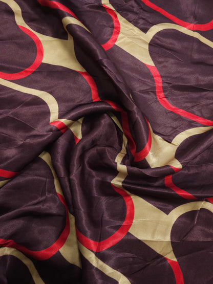 Plum Majestic Abstract Viscose Satin