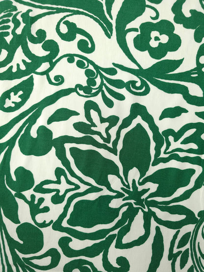 Green/Off-White Doodle Floral Viscose Crepe