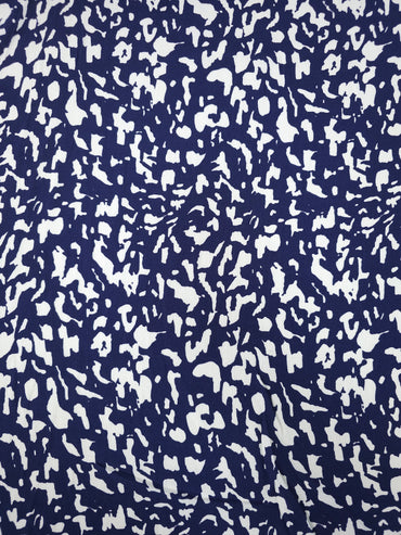 Navy Abstract Viscose Crepe