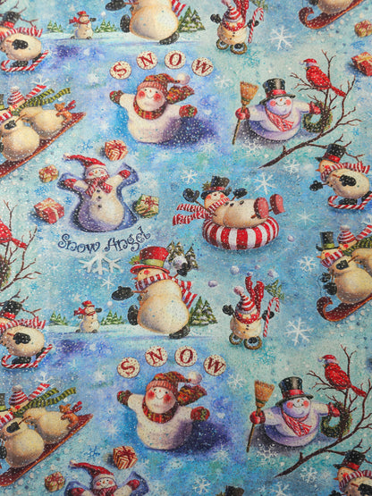 Glitter Snowman 100% Cotton - Geoff Allen