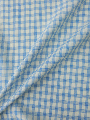 Light Blue/Ivory Tartan 100% Cotton