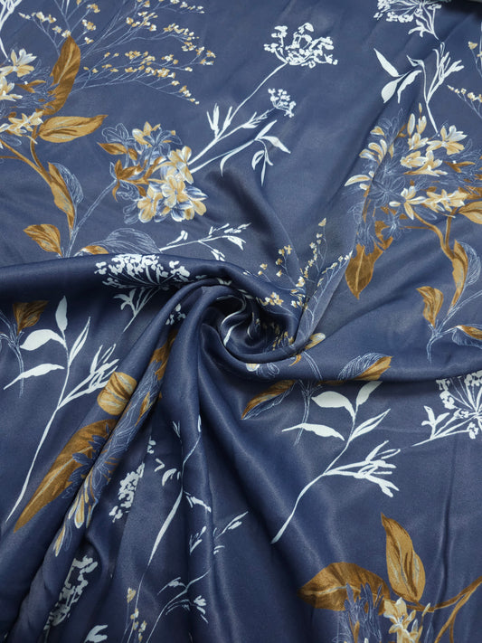 Hale Navy/Brown Floral Viscose Satin