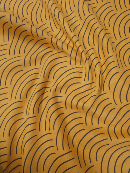 Sunny Orange Abstract Curve 100% Cotton 106"