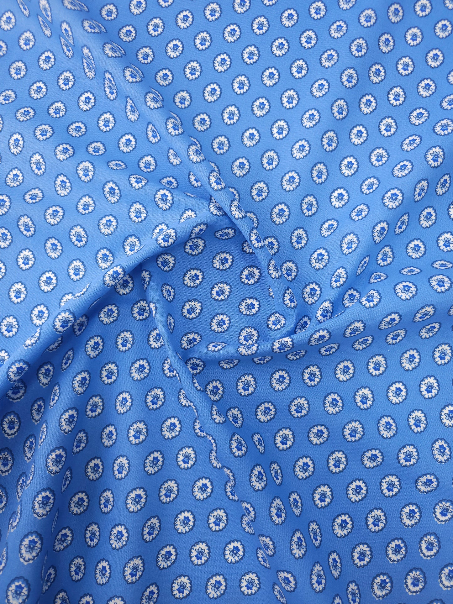 Blue Vintage Tulip Calico Cotton