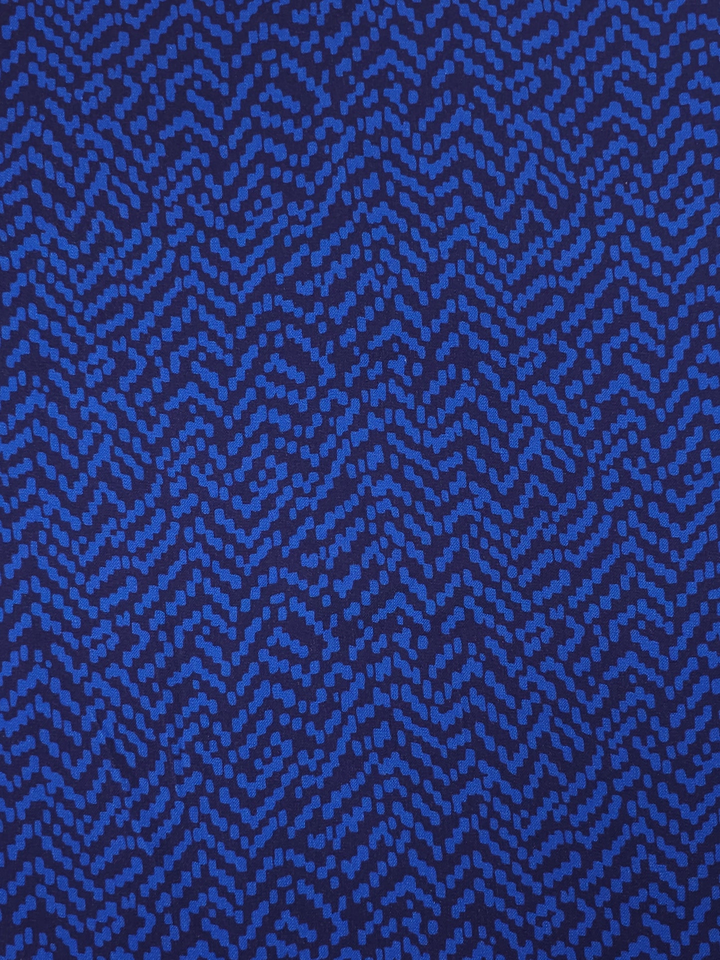 Blue/Navy Abstract ZigZag Brushed Cotton Twill