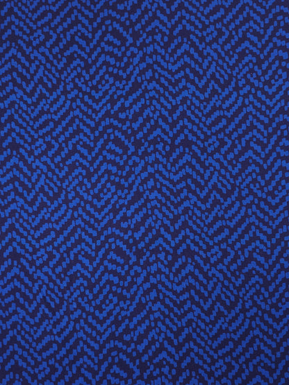 Blue/Navy Abstract ZigZag Brushed Cotton Twill